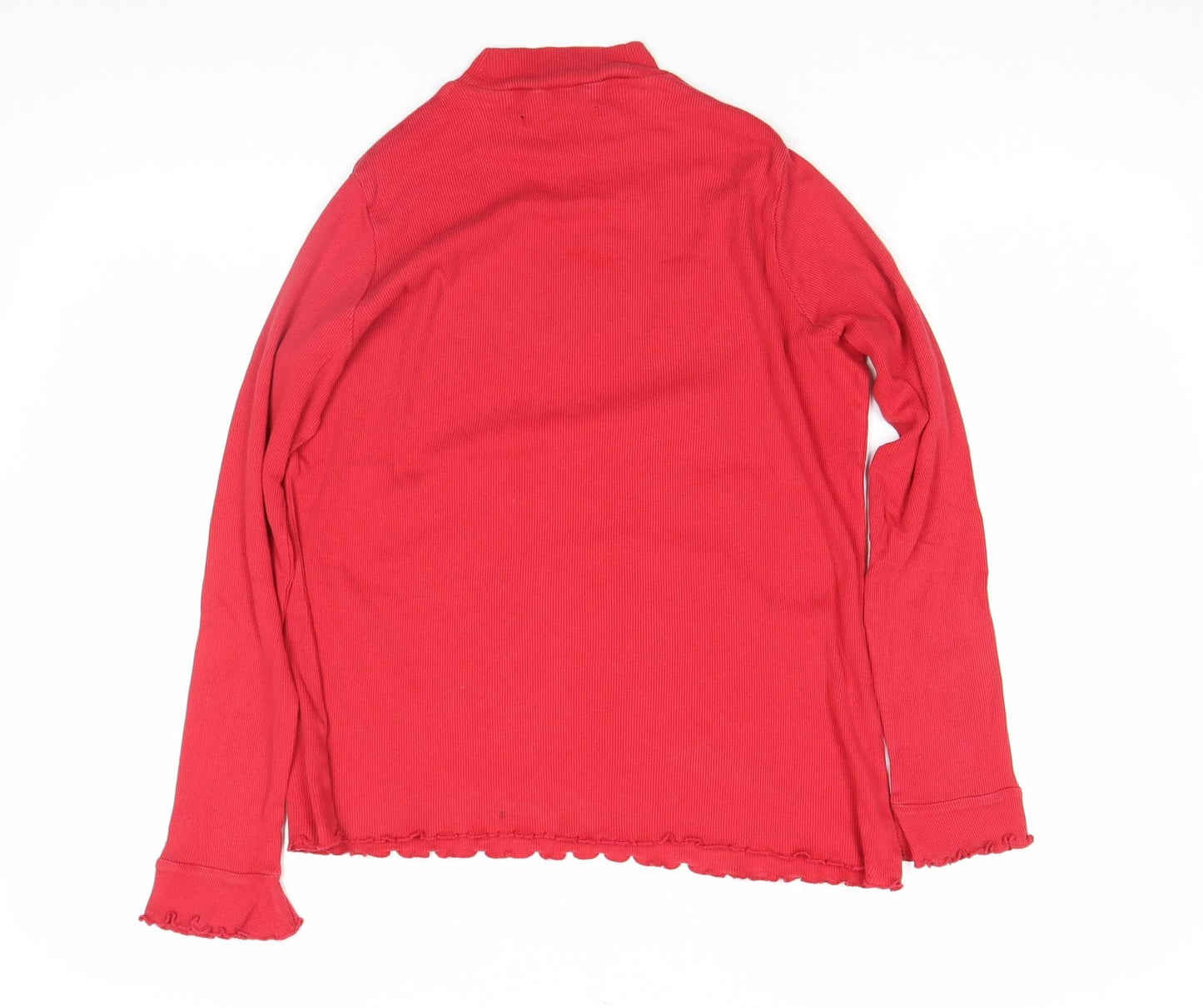 Marks and Spencer Women’s Red Mock Neck Long Sleeve Cotton Top L