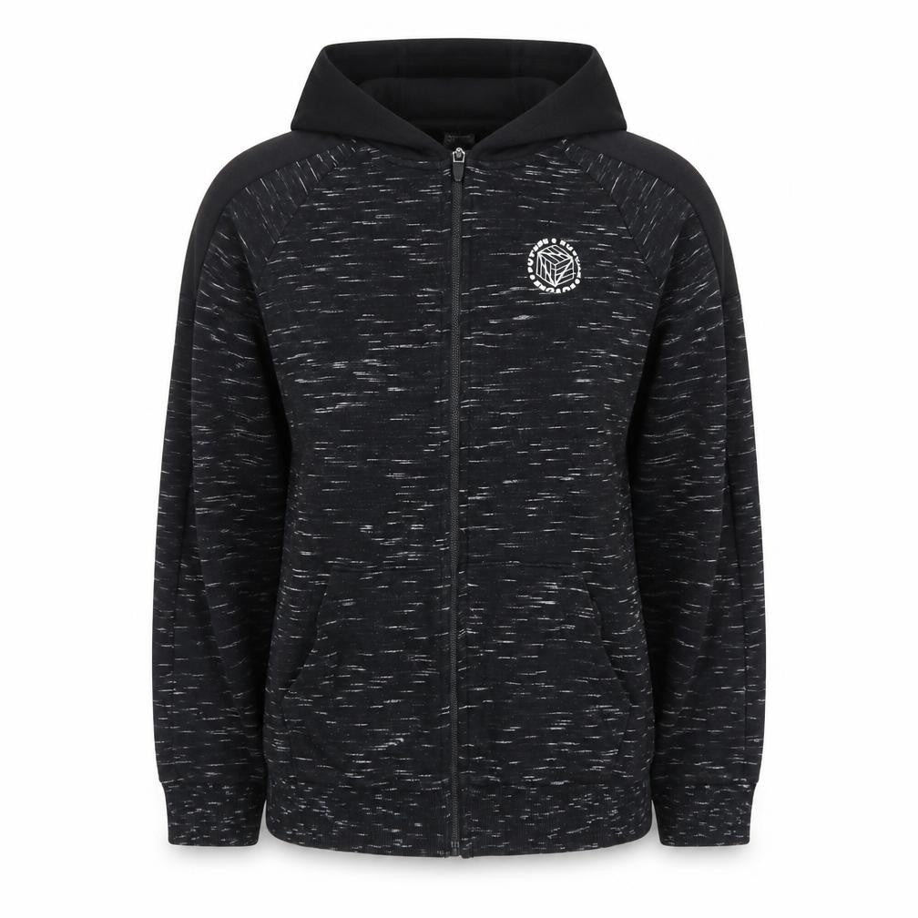 Front view of F&F boys’ black full zip hoodie 12-13 years gamer print cotton blend
