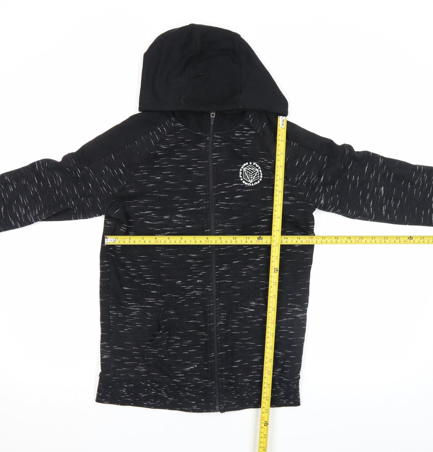 F&F Boys Black Full Zip Hoodie 12-13 Years Gamer Print Cotton Blend