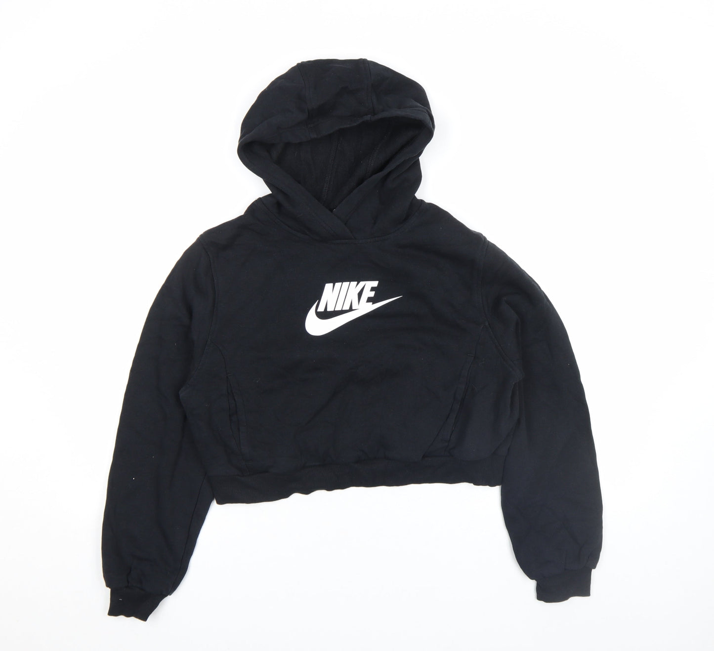 Nike Girls Black XL Pullover Fleece Hoodie with Logo Print