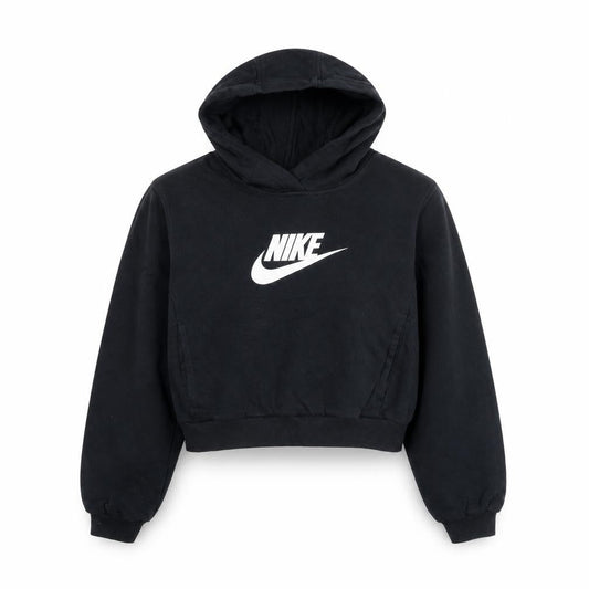 Nike Girls Black XL Pullover Fleece Hoodie with Logo Print