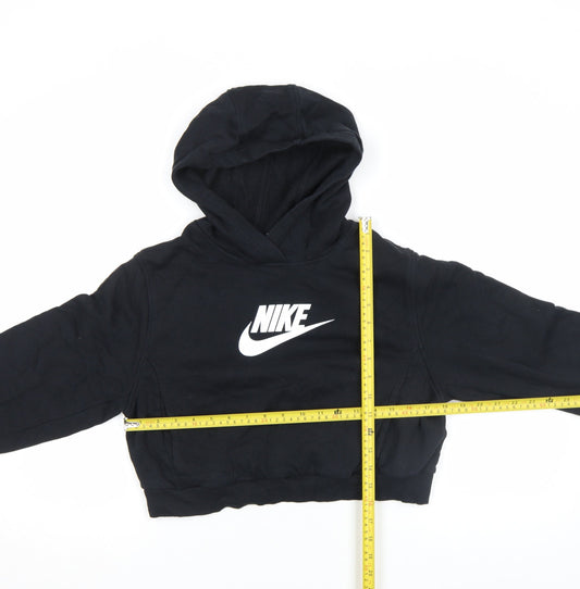 Nike Girls Black XL Pullover Fleece Hoodie with Logo Print