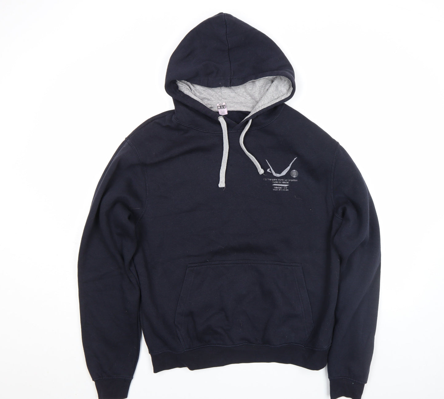 Roly Men’s Blue Pullover Hoodie M Regular Fit Graphic Print