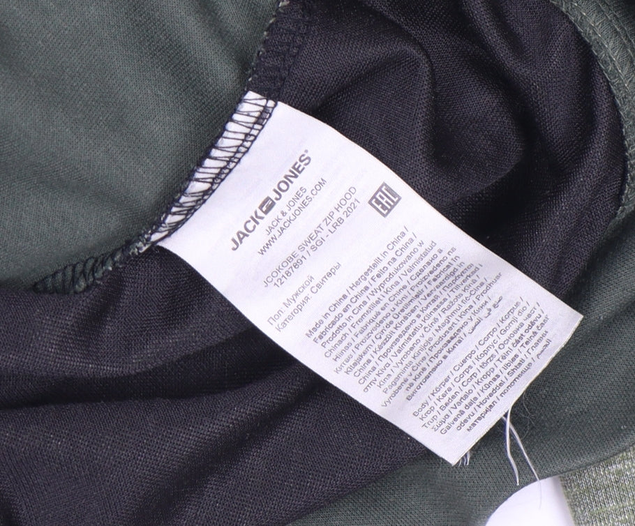 Jack & Jones Mens Green L Track Jacket Hooded Full Zip Activewear