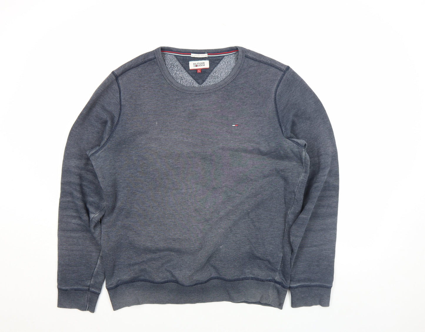 Hilfiger Denim Men's Blue L Crew Neck Sweatshirt Classic Pullover