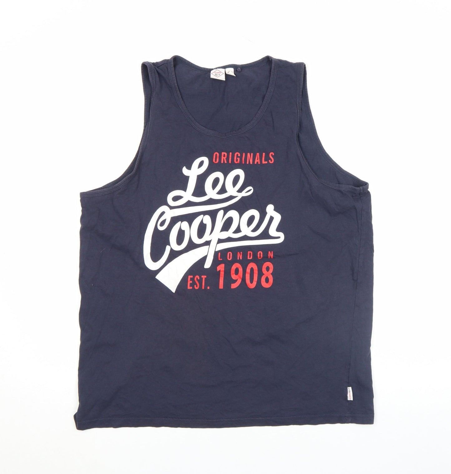Lee Cooper Men's Blue Sleeveless Graphic Cotton Tank Top L