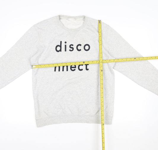 Wood Wood Women's Grey Cotton 'Disconnect' Pullover Sweatshirt Medium