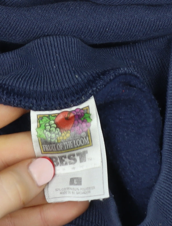 Fruit of the Loom Women Navy Blue NYC Graphic Pullover Sweatshirt L