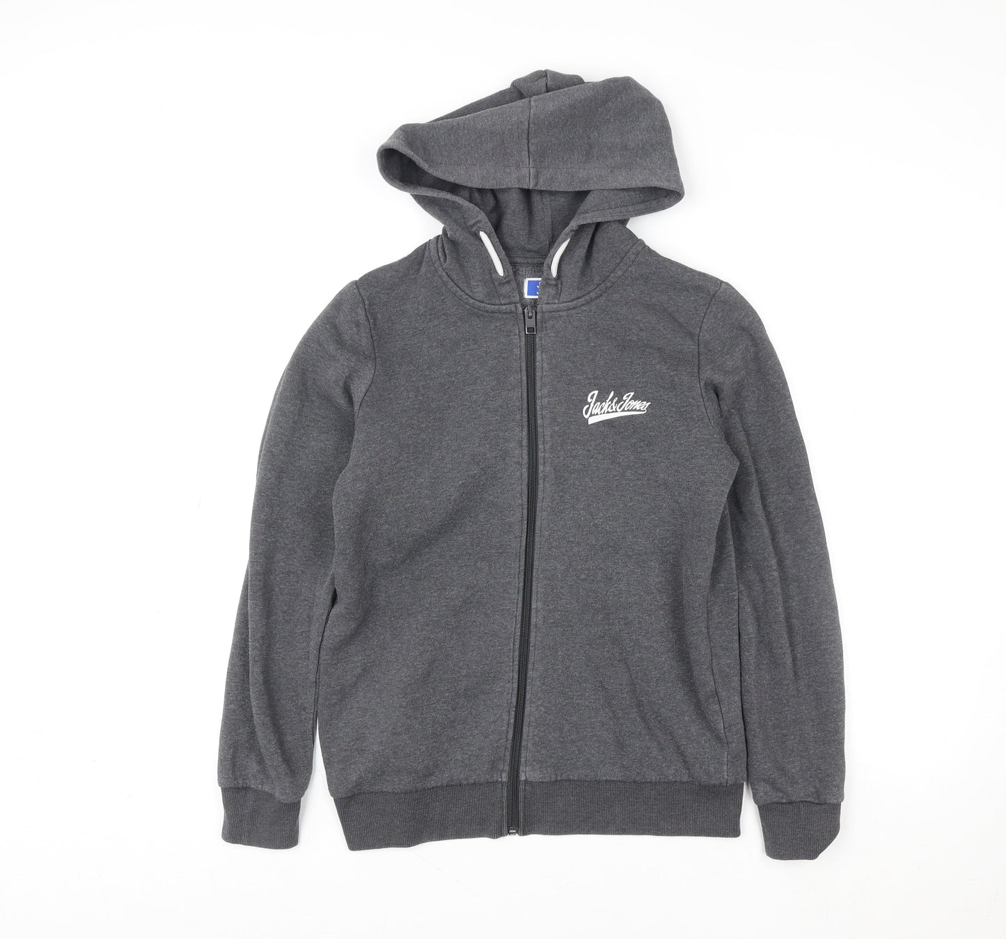Jack & Jones Men’s Grey Hooded Full Zip Fleece Jacket Size M