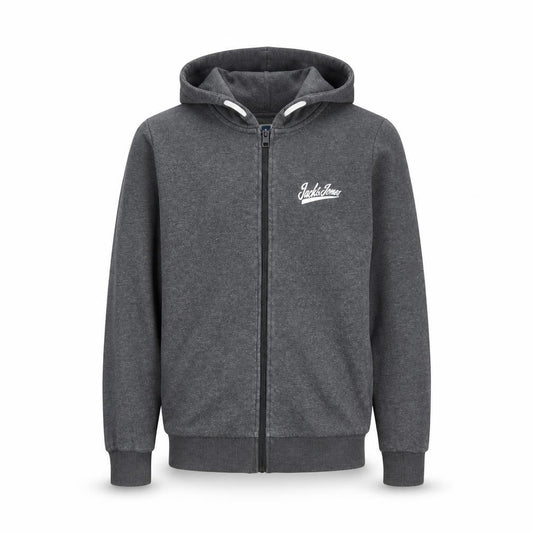 Jack & Jones Men’s Grey Hooded Full Zip Fleece Jacket Size M