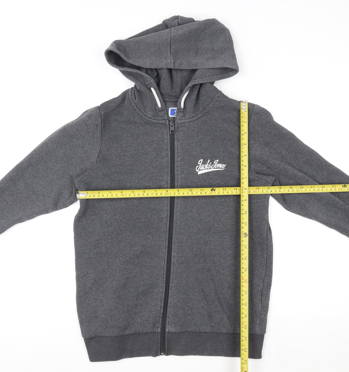 Jack & Jones Men’s Grey Hooded Full Zip Fleece Jacket Size M
