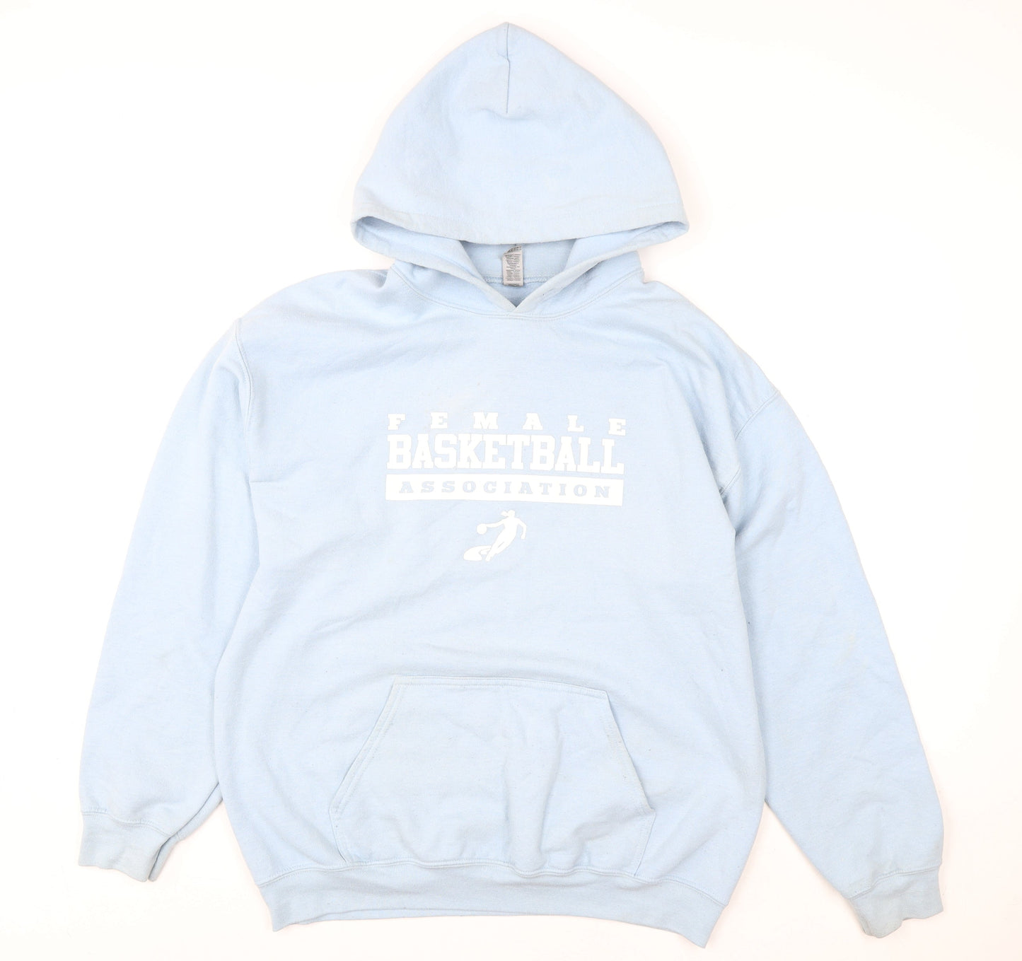 Gildan Womens Light Blue Pullover Hoodie L Heavy Blend Basketball Graphic