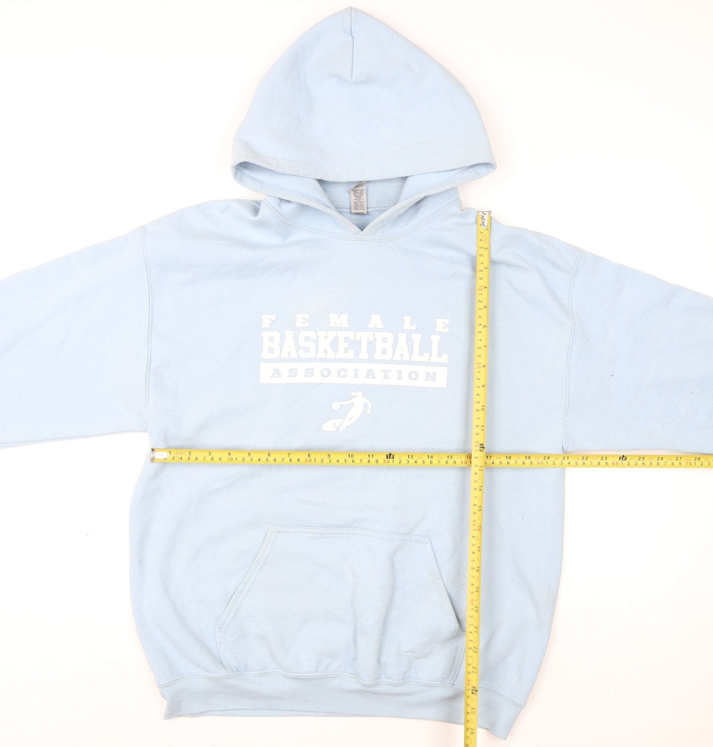 Gildan Womens Light Blue Pullover Hoodie L Heavy Blend Basketball Graphic
