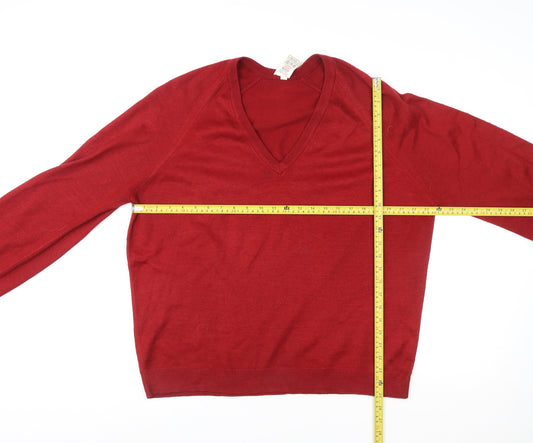 Marks and Spencer Women Red V-Neck Pullover Acrylic Jumper Size XL
