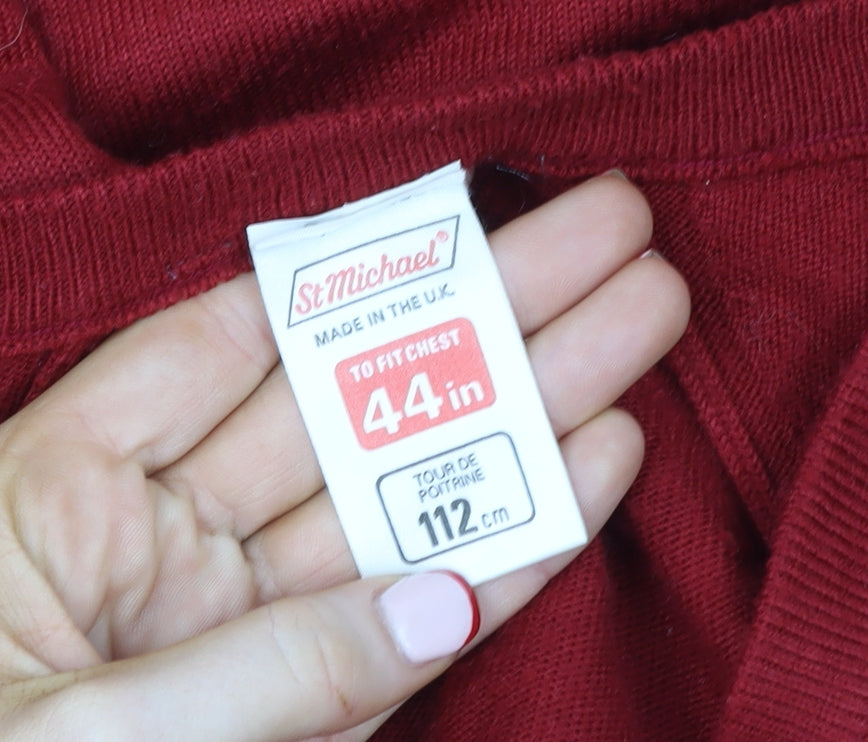 Marks and Spencer Women Red V-Neck Pullover Acrylic Jumper Size XL