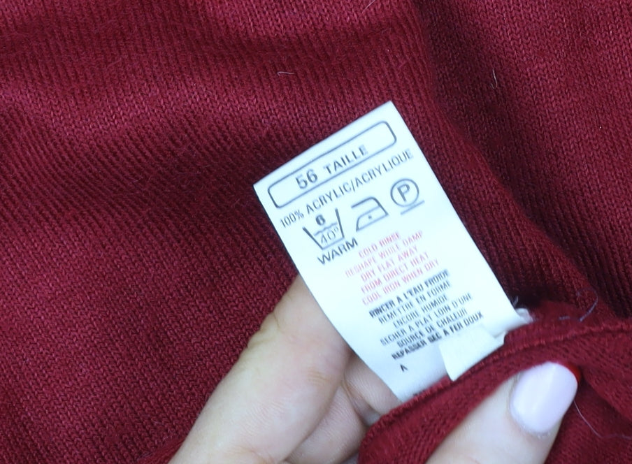 Marks and Spencer Women Red V-Neck Pullover Acrylic Jumper Size XL