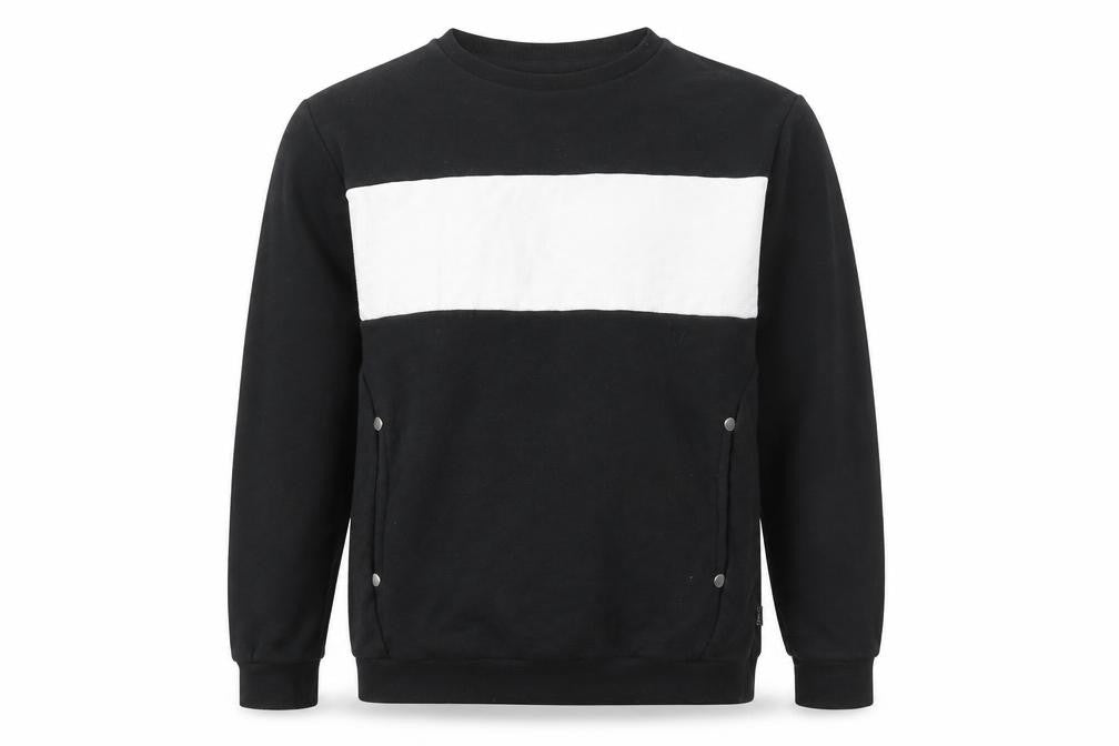 Front view of boohooMAN Men Black Crew Neck Pullover Sweatshirt M