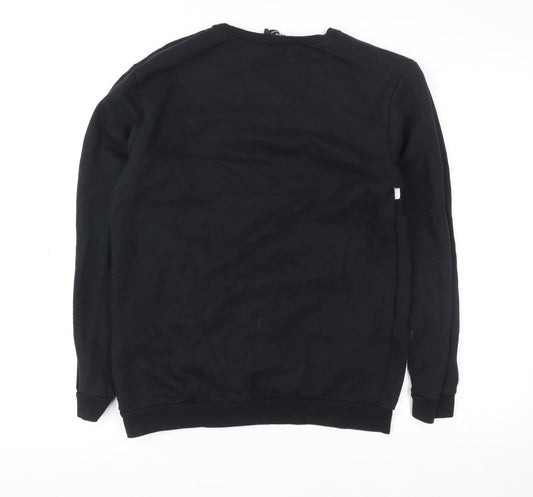 boohooMAN Men Black Crew Neck Pullover Sweatshirt M