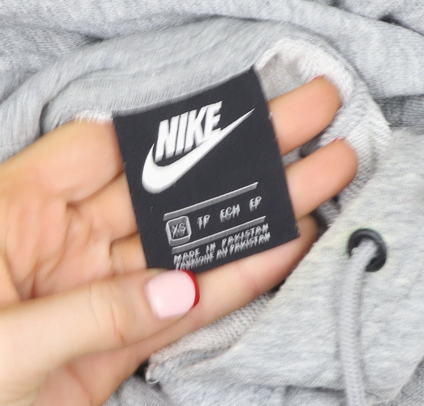 Womens UK XS Regular Nike Grey Pullover Hoodie