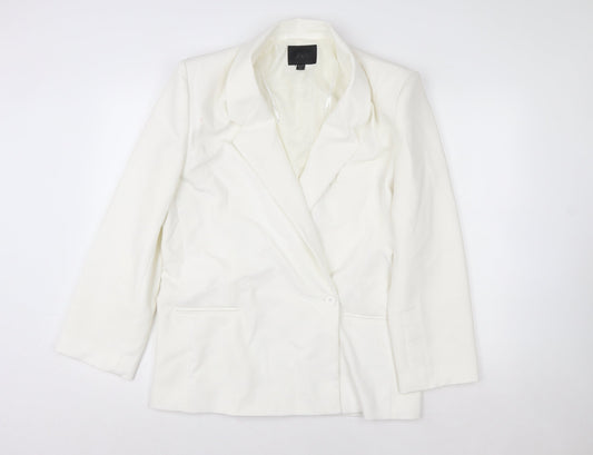 Zara Women White Single-Breasted Blazer Size 8 Slim Fit