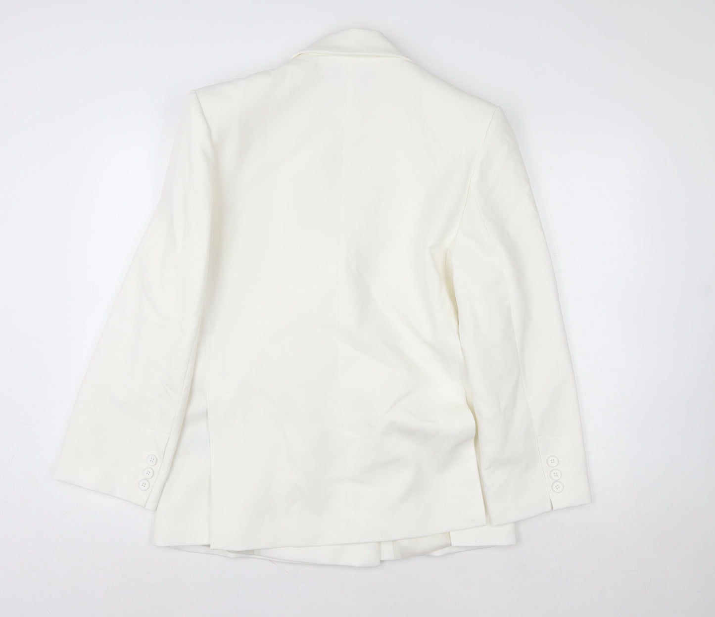 Zara Women White Single-Breasted Blazer Size 8 Slim Fit
