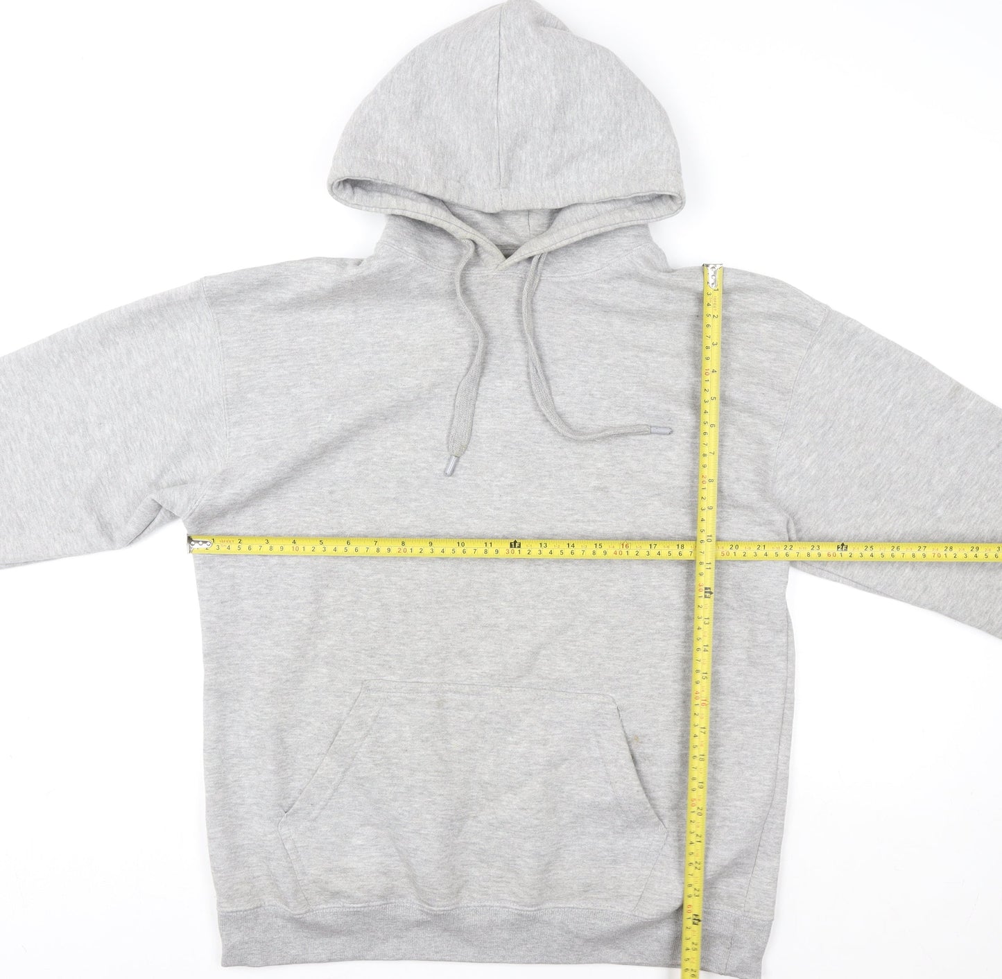 Pull&Bear Women Grey Hoodie Small Cotton Blend Pullover Casual