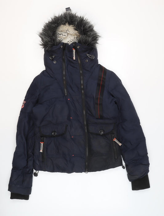 Womens UK Size 10 Regular Superdry Blue Synthetic Jacket