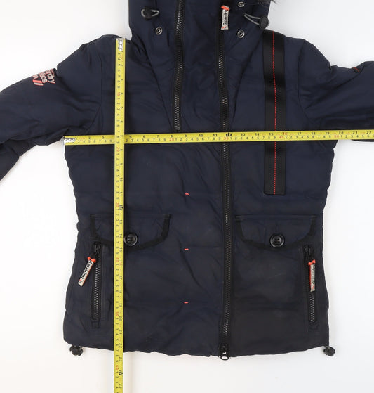 Womens UK Size 10 Regular Superdry Blue Synthetic Jacket