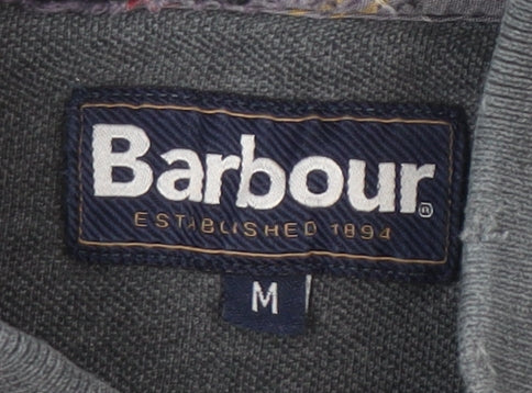 Barbour Men's Grey Long Sleeve Cotton Polo Shirt Size M