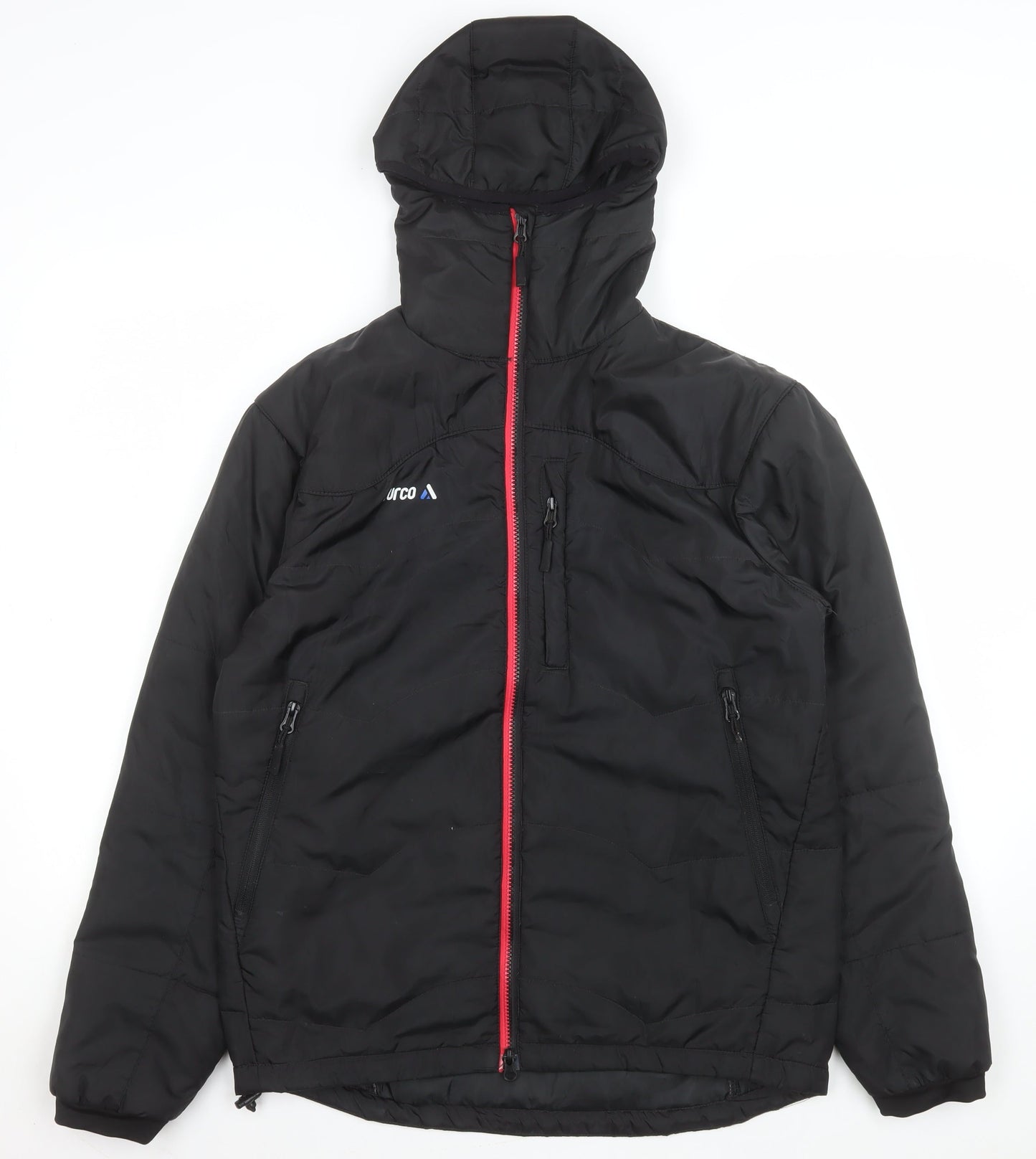 Furco Women's Black Hooded Puffer Jacket M Winter Warm Zip Coat