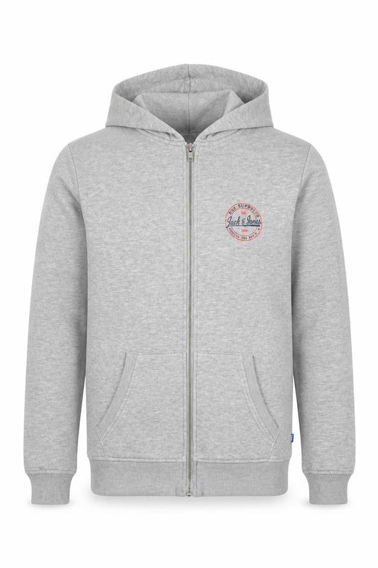 Jack & Jones Men's Grey Basic Full Zip Hooded Jacket Size S