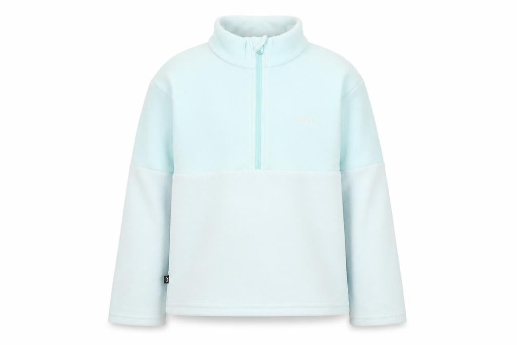 Decathlon Girls Blue Fleece 1/4 Zip Pullover Sweatshirt 4-5 Years