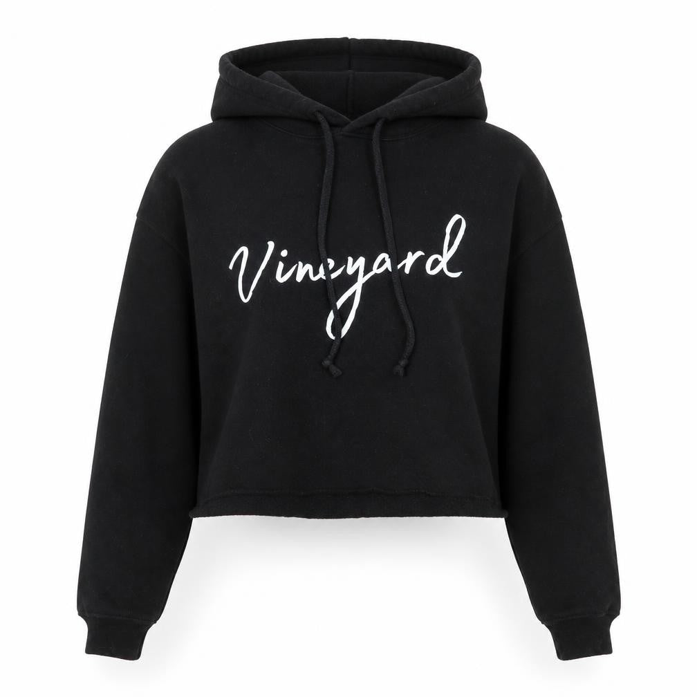 Bella + Canvas Womens Black Vineyard Cropped Hoodie Size S