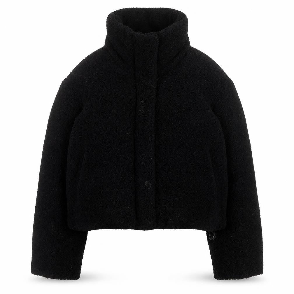 Primark Women's Black 2XS Cropped Fleece Puffer Jacket