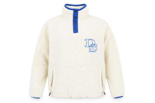 Front view of ASOS DESIGN Men's Ivory Fleece Pullover Sweatshirt XS