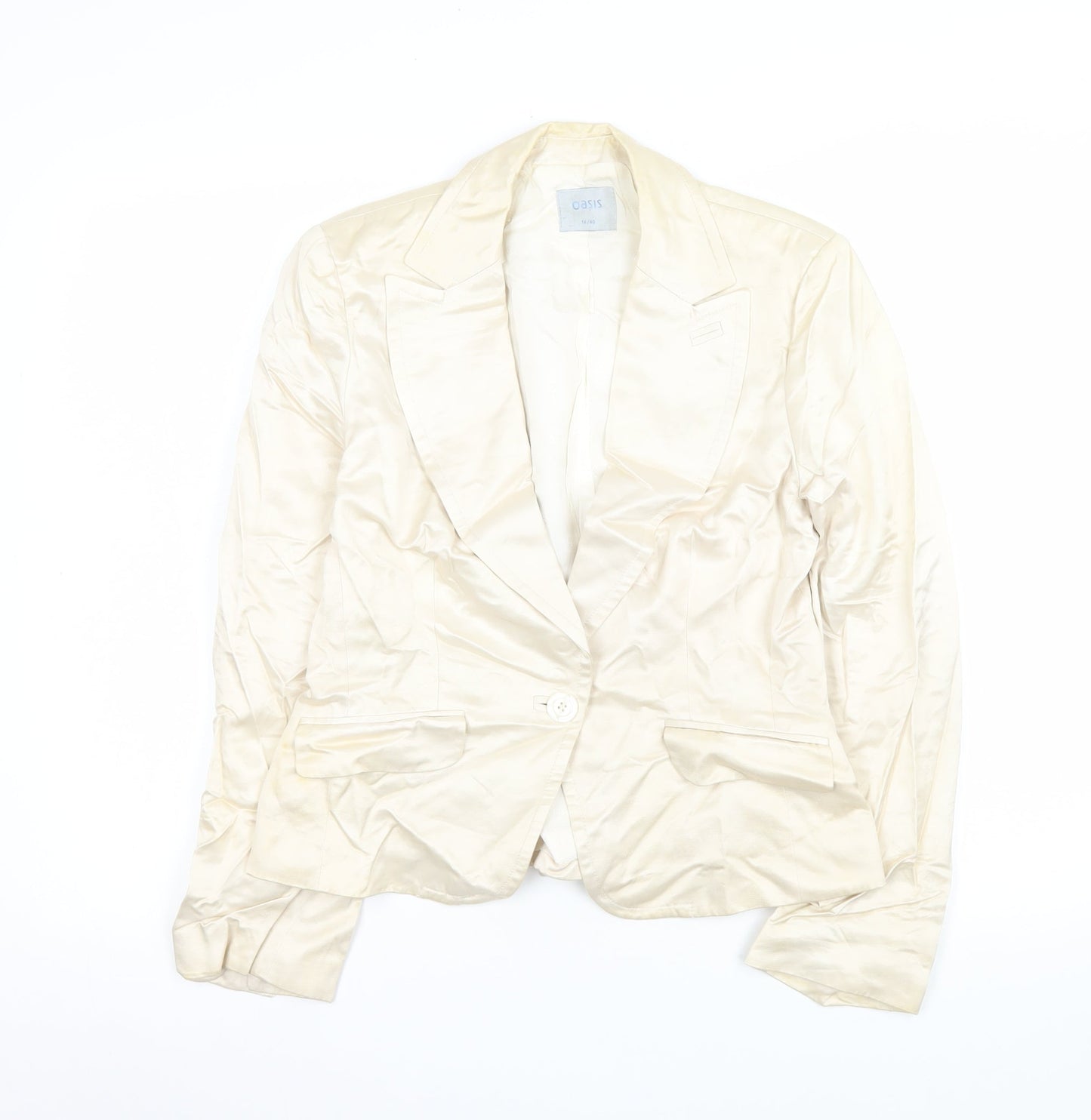 Oasis Women Ivory Tailored Single-Breasted Blazer Size 14