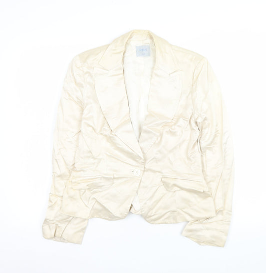 Oasis Women Ivory Tailored Single-Breasted Blazer Size 14