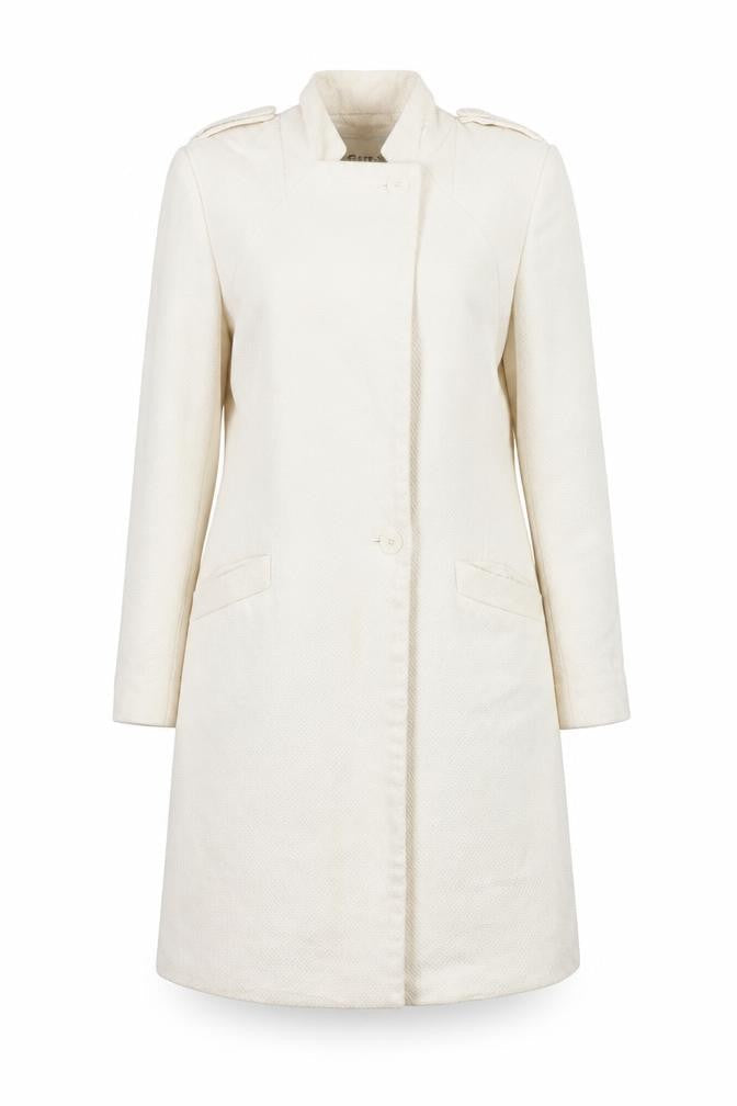 Reiss Women Ivory Cotton Long Overcoat Size S