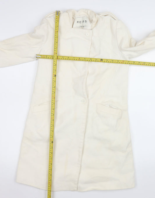 Reiss Women Ivory Cotton Long Overcoat Size S