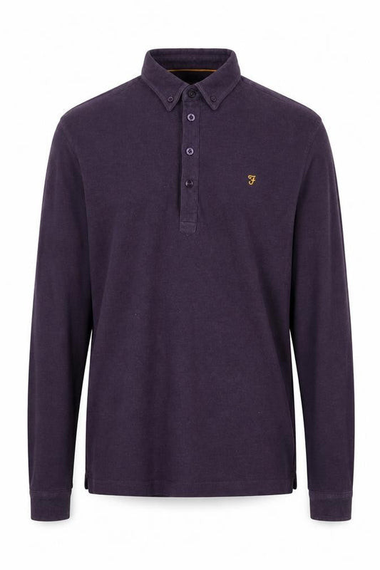 Farah Men’s Purple Long Sleeve Cotton Polo Shirt XS