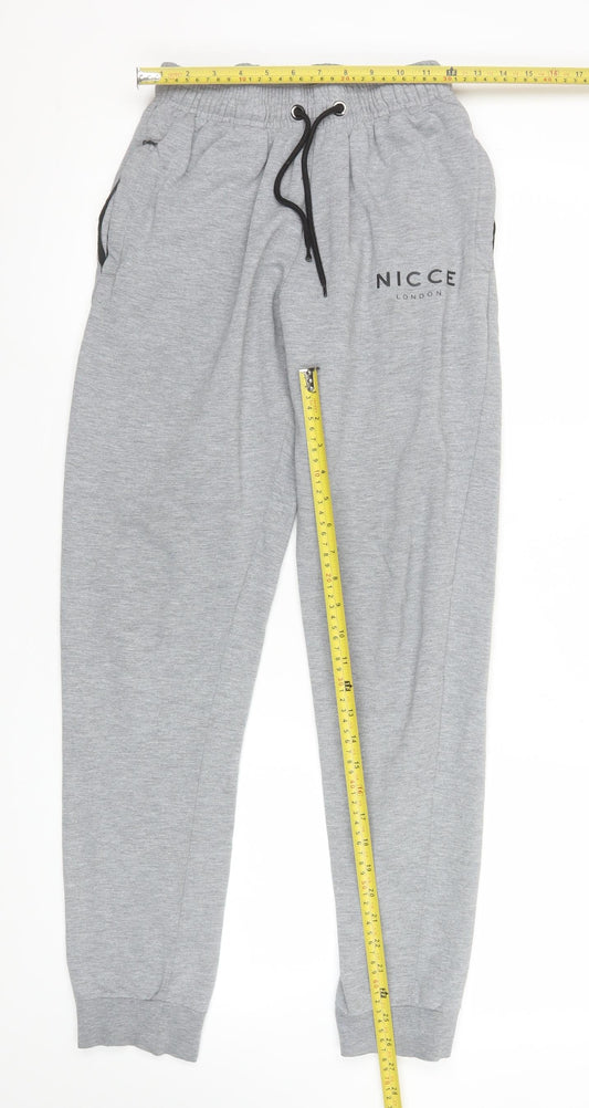 Nicce Men’s Grey Jogger Sweatpants S Regular Fit Fleece Activewear Trousers