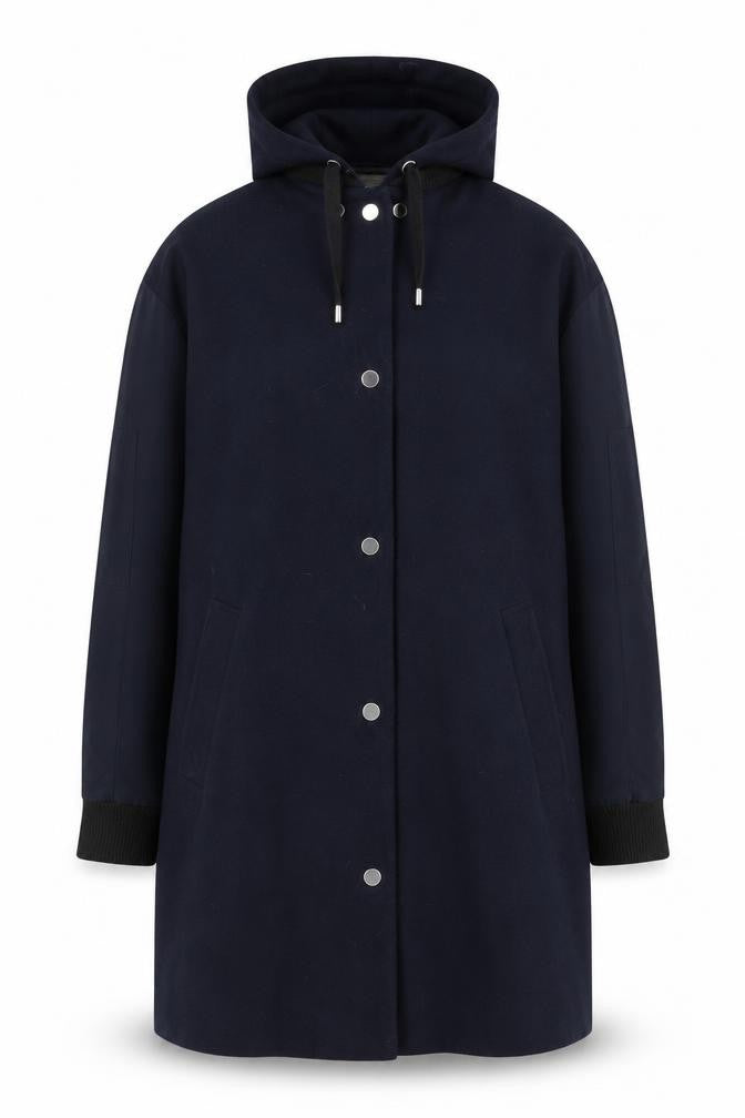 Topshop Womens Navy Blue Hooded Mid-Length Parka Coat Size 34