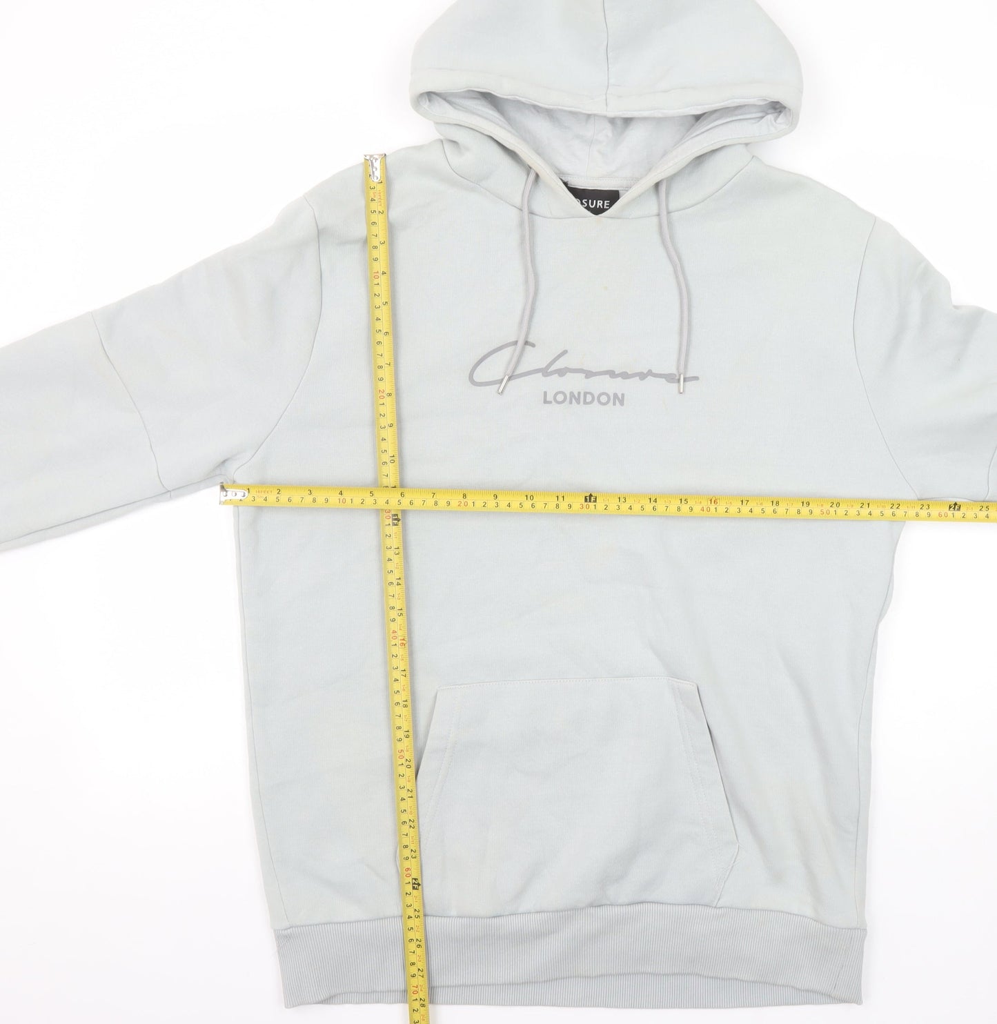 Closure London Men's Grey L Pullover Hoodie with Logo