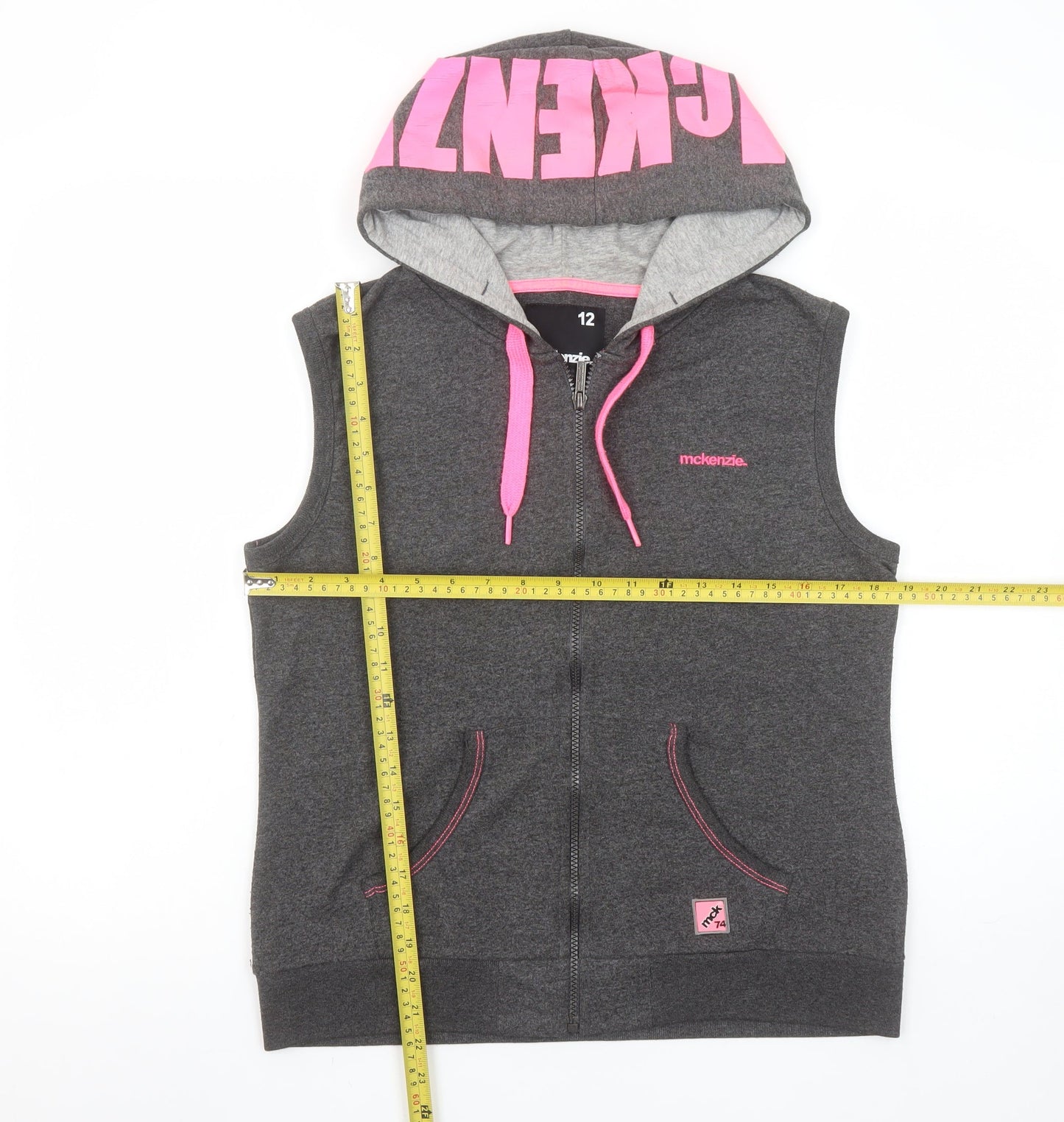 Womens UK 12 Regular McKenzie Grey Vest Hoodie