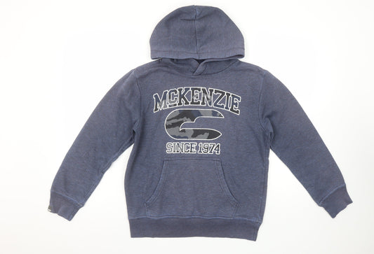 McKenzie Boys Blue Pullover Hoodie 12-13 Years Graphic Print Casual Wear