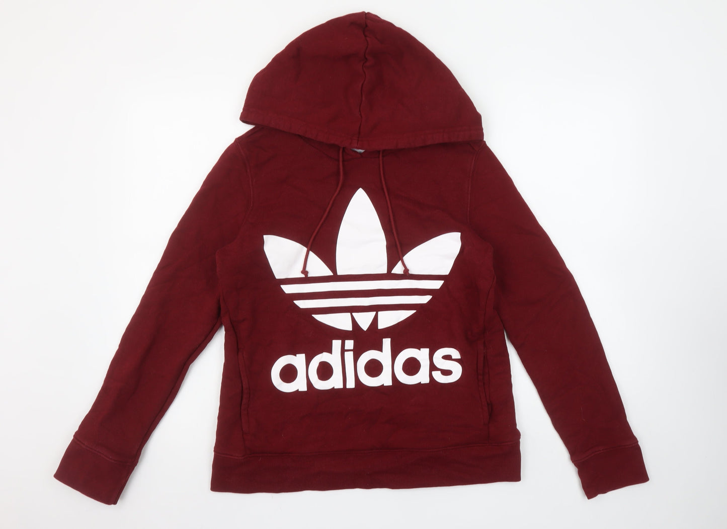 Womens UK 8 Regular adidas Red Pullover Hoodie