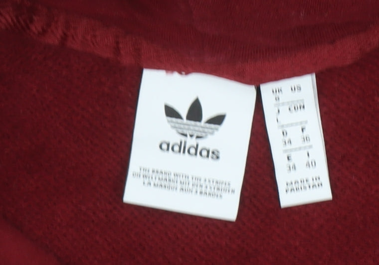 Womens UK 8 Regular adidas Red Pullover Hoodie