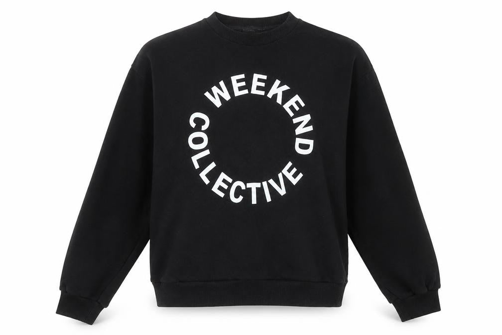 Front view of ASOS DESIGN women’s black weekend collective sweatshirt uk 8