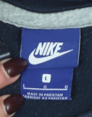 Mens UK L Regular Nike Blue Pullover Hoodie