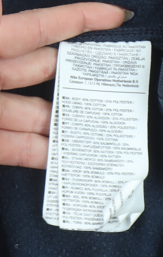 Mens UK L Regular Nike Blue Pullover Hoodie